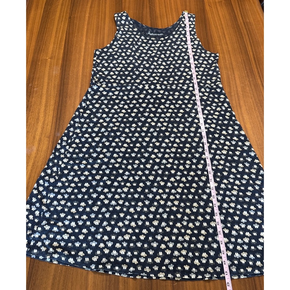Gudrun Sjödén Sleeveless Dress Charcoal Gray/Blue Floral XL Whimsical Scandi Art - Picture 7 of 9